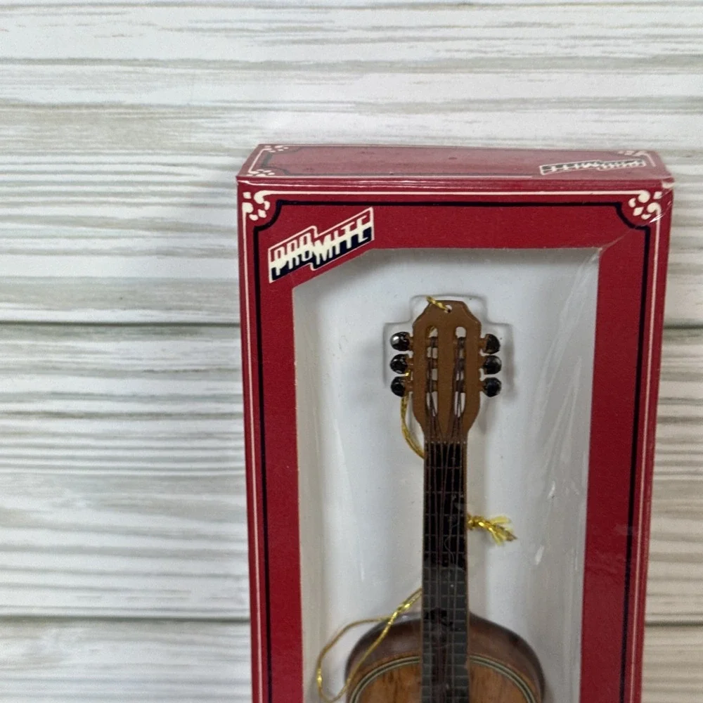 Pro-Mite Guitar Ornament Unisex OS Brown Excellent Handcrafted Wood Miniature